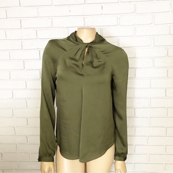 Banana Republic Tops - Banana Republic Women’s Olive Green High Neck Twist Blouse